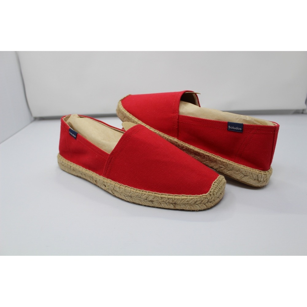 Soludos Mens Classic Espadrille Red Canvas Slip On Shoes Flat Summer Loafer 8